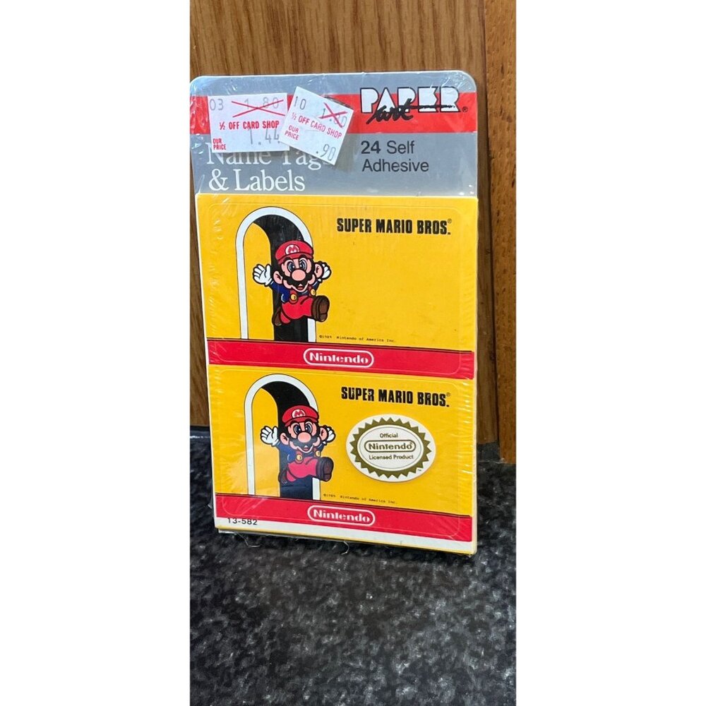1989 NES Nintendo Super Mario Bros Stickers Sealed Package 24 Labels Paper Art